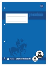 Arbeitsblätterblock PREMIUM LIN 21 - A4, 80 g/qm, 50 Blatt, beidseitig liniert mit Rahmen
