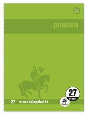 Collegeblock Premium LIN 27 - A4, 80 Blatt, 90 g/qm, grün, liniert mit Doppelrand