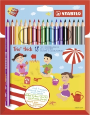 Dreikant-Buntstift - Trio dick - 18er Pack - mit 18 verschiedenen Farben und Spitzer