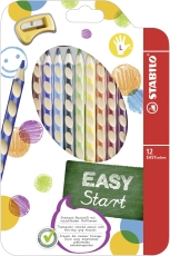 Ergonomischer Buntstift für Linkshänder - EASYcolors - 12er Pack mit Spitzer