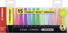 Textmarker - BOSS - 15er Tischset - 9 Leuchtfarben, 6 Pastellfarben