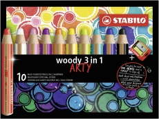 Multitalent-Stift woody 3 in 1 - ARTY - 10er Pack mit Spitzer, sortiert