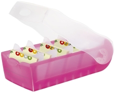 Karteibox CROCO - A7 quer, für 900 Karten, pink-transluzent