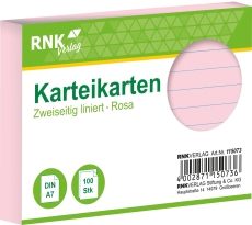 Karteikarten - DIN A7, liniert, rosa, 100 Karten