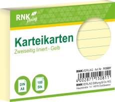 Karteikarten - DIN A8, liniert, gelb, 100 Karten