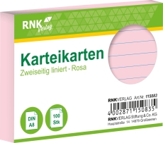 Karteikarten - DIN A8, liniert, rosa, 100 Karten