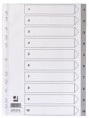 Zahlenregister - 1 - 10, PP, A4, 10 Blatt + Indexblatt, grau