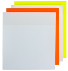 Haftnotiz PP - 76 x 76 mm, halbtransparent sortiert, 4x 50 Blatt