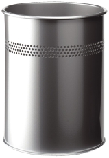 Papierkorb Metall rund 15 Liter, P 30mm, metallic silber