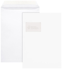 Versandtaschen - C4, mit Fenster, 100 g/qm, 100 Stück, haftklebend