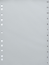 Zahlenregister - 12 - 1, PP, A4, 12 Blatt, grau
