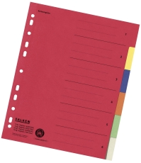 Zahlenregister - 1-6, Karton farbig, A4, 6 Farben, gelocht mit Orgadruck