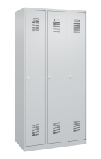 Garderobenschrank 3 Abteile - lichtgrau, Fachboden und Stange