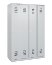 Garderobenschrank 4 Abteile - lichtgrau, Fachboden und Stange